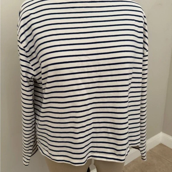 J. Crew Navy & White Striped Bow-Back Top - Picture 5 of 7